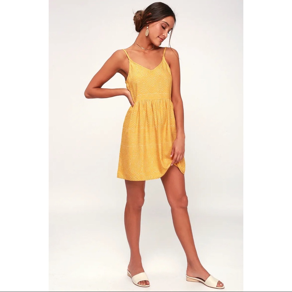 Mustard Yellow Print Dress